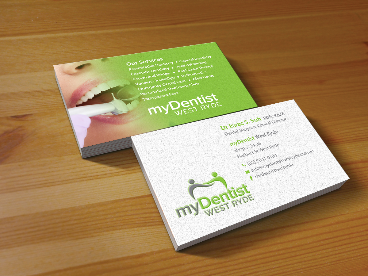 Business Card Design by Creations Box 2015 for myDentist West Ryde | Design #11396042