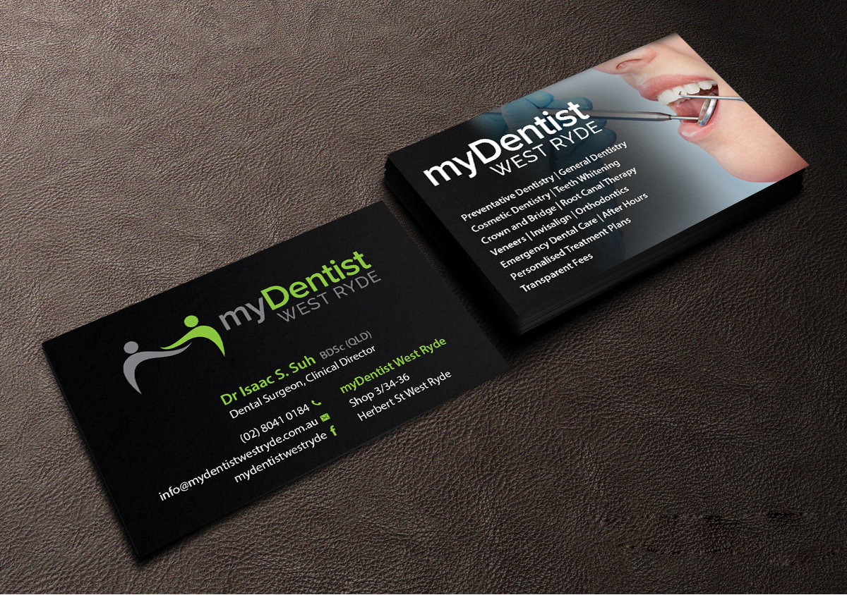 Business Card Design by Creations Box 2015 for myDentist West Ryde | Design #11396047