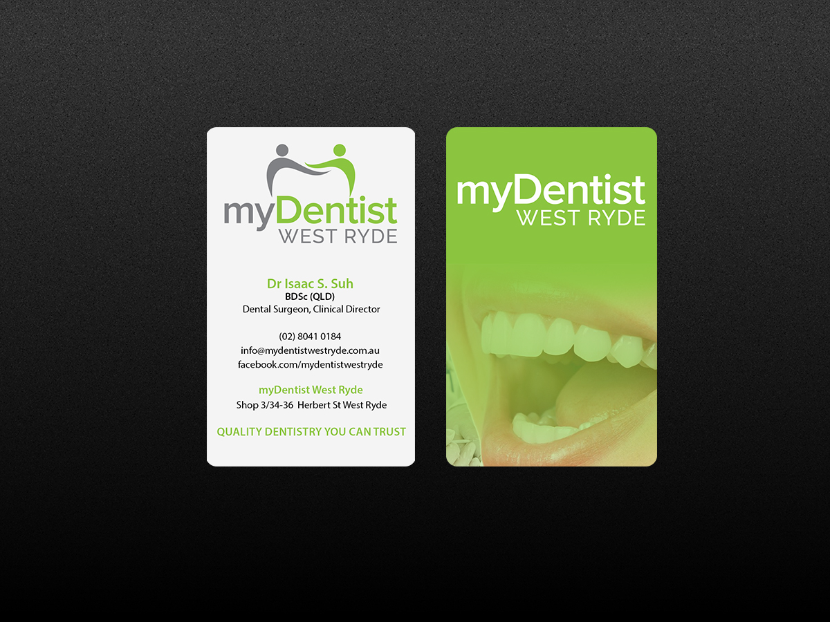 Business Card Design by Creations Box 2015 for myDentist West Ryde | Design #11396052
