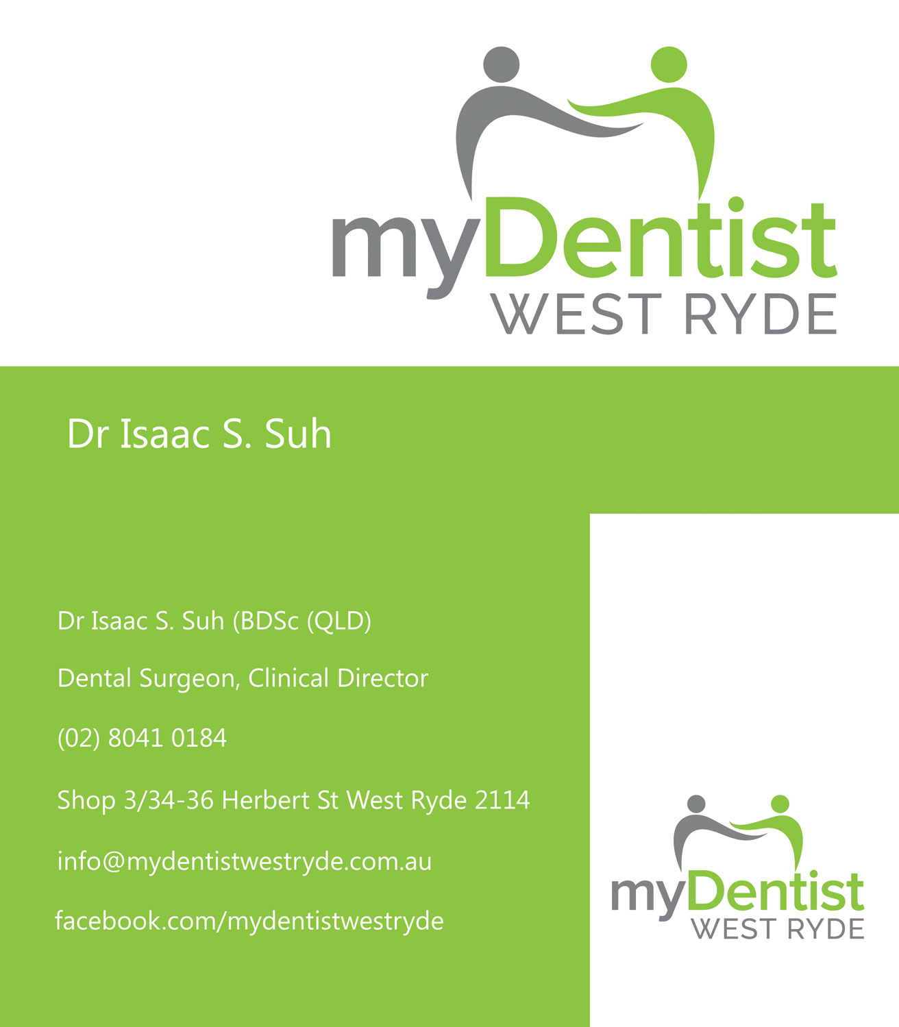 Business Card Design by matthewsadlerdesign for myDentist West Ryde | Design #11457538