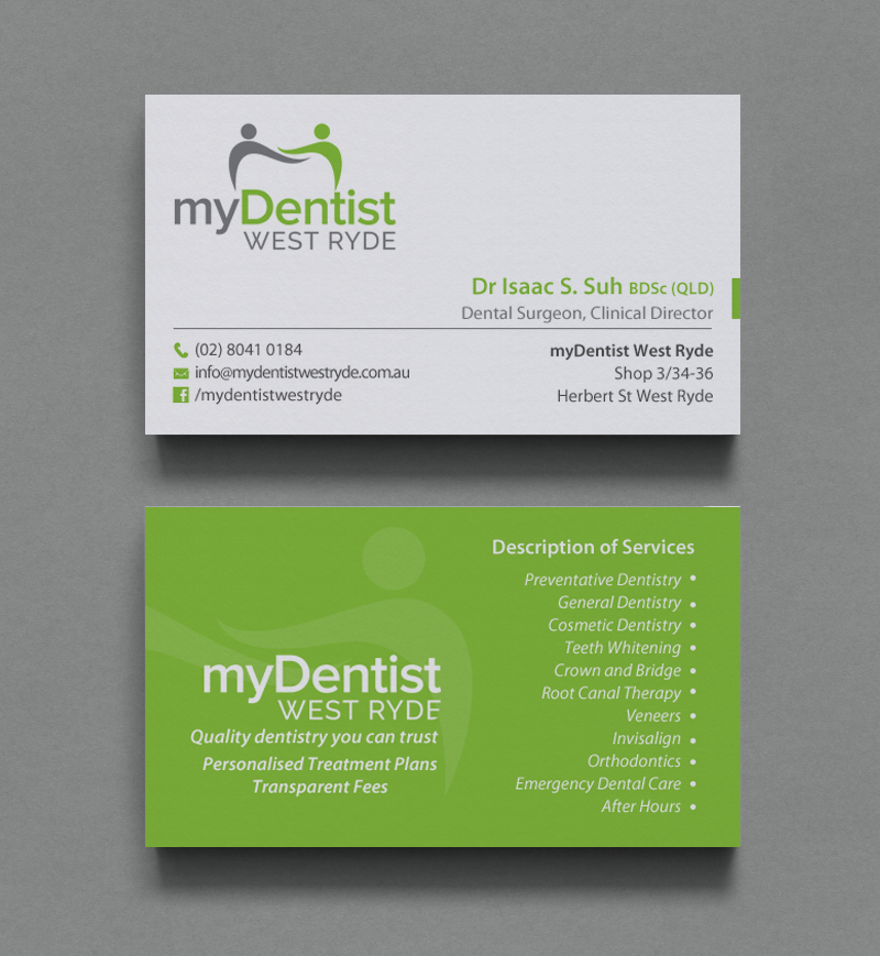 Business Card Design by chandrayaan.creative for myDentist West Ryde | Design #11390346