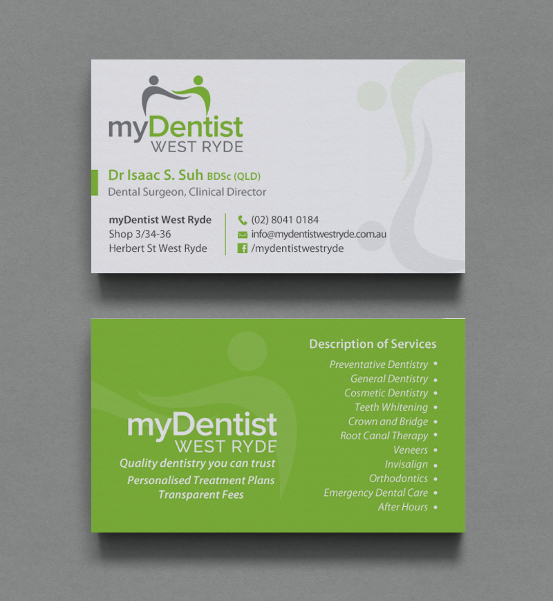 Business Card Design by chandrayaan.creative for myDentist West Ryde | Design #11390348