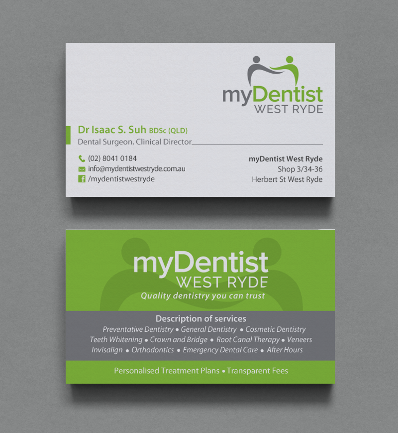 Visitenkarten-Design von chandrayaan.creative für myDentist West Ryde | Design #11390351