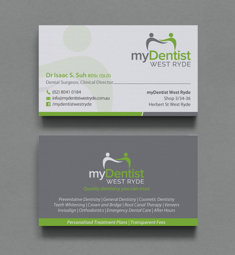 Business Card Design by chandrayaan.creative for myDentist West Ryde | Design #11390353