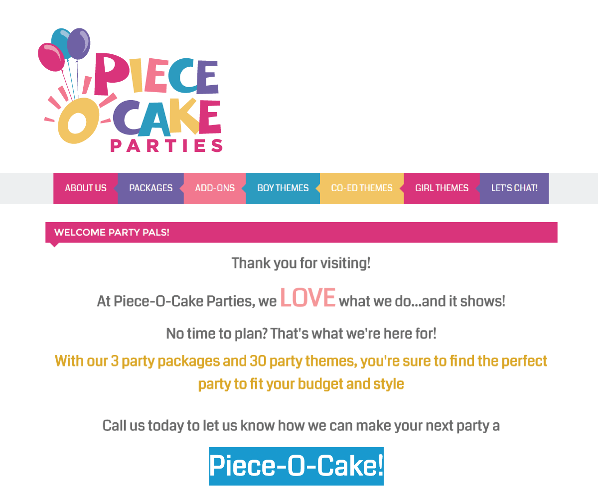 Logo Design by Sergio Coelho for Piece-O-Cake Parties | Design #11465344