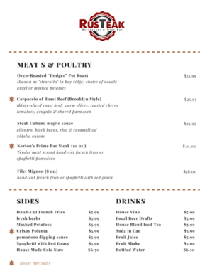 Menu Design by Kate Owen Design