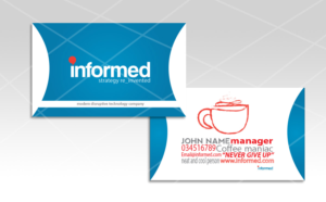 'We're just a little bit different' business cards for an IT Startup | Business Card Design by Vicez