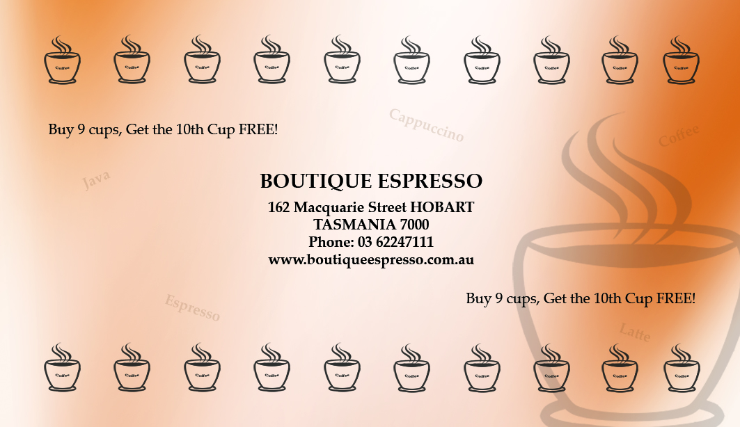 Business Card Design by  Ladyluck Innovations for Boutique Espresso | Design #2324538