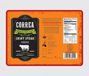 Pouch for fresh and Frozen Skirt Steaks-  CORREA SKIRT STEAKS- Retail | Verpackungs-Design von Vishal Vishwakarma 