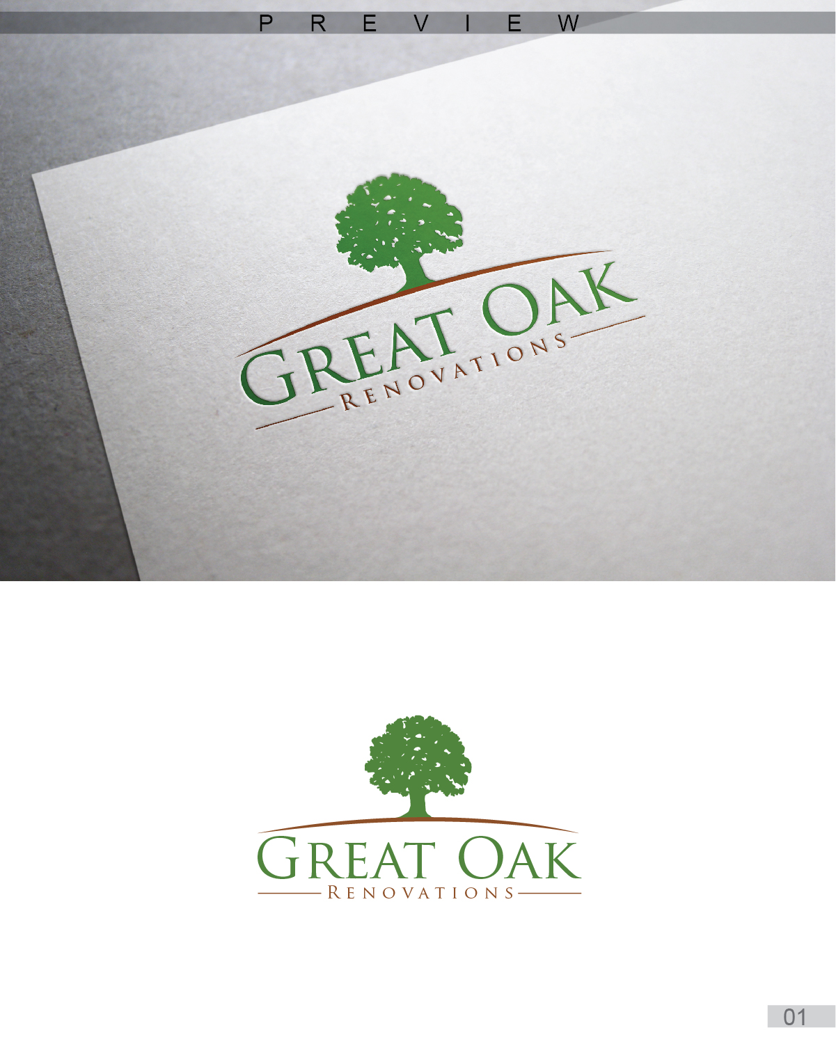 Diseño de Logo por 3Guys para Great Oak Renovations | Diseño #11533132