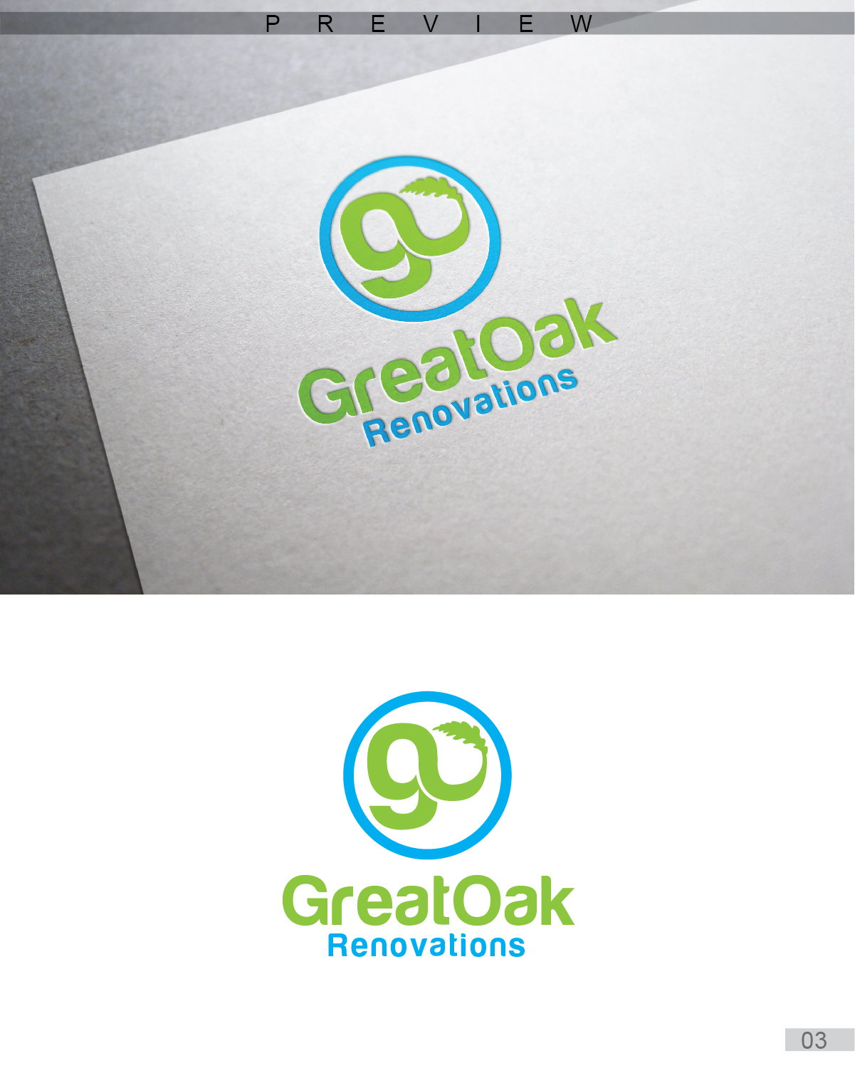 Diseño de Logo por 3Guys para Great Oak Renovations | Diseño #11533134