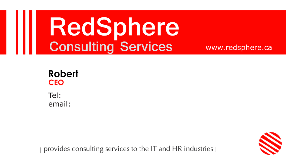 Design de Carte de Visite par Elkana Letting pour Redsphere Consulting Services | Design #2360230