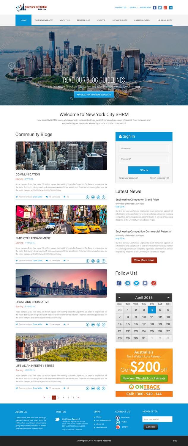 Wordpress Design by pb for NYC SHRM | Design #11689775