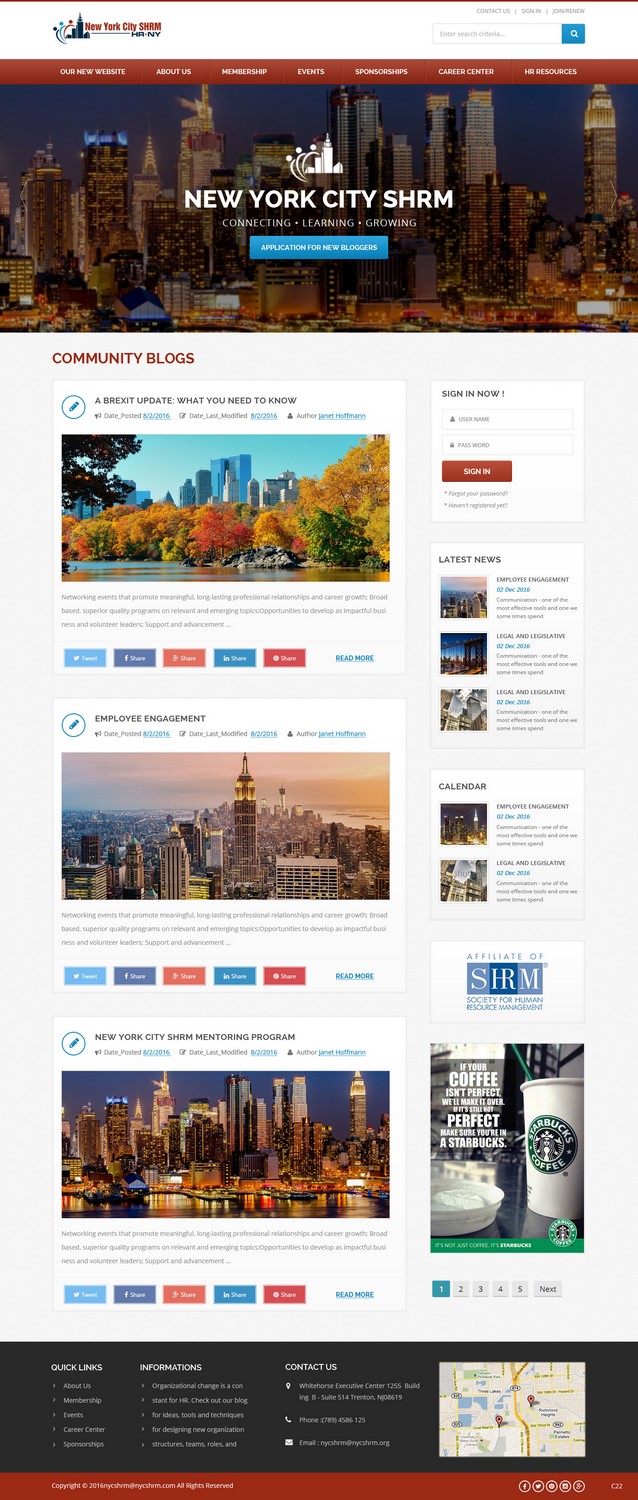 Diseño Wordpress por pb para NYC SHRM | Diseño #11689781