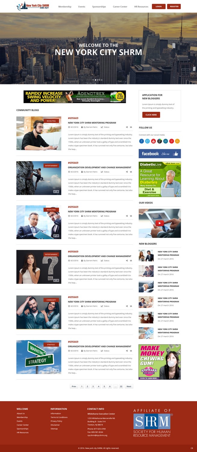 Wordpress Design by pb for NYC SHRM | Design #11689782