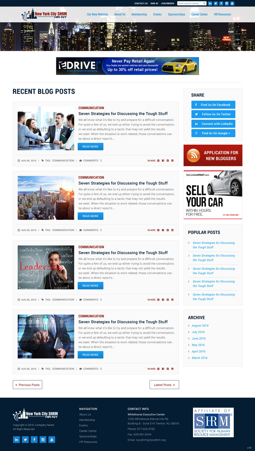 Diseño Wordpress por pb para NYC SHRM | Diseño #11707061