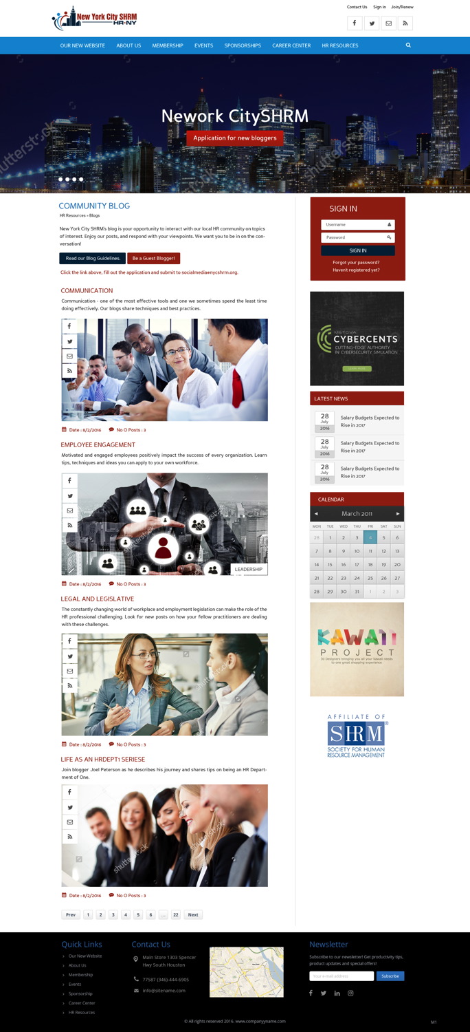 Wordpress Design by pb for NYC SHRM | Design #11707073