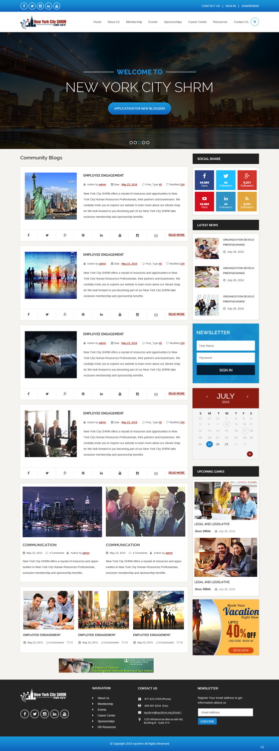 Wordpress Design by pb for NYC SHRM | Design #11707076