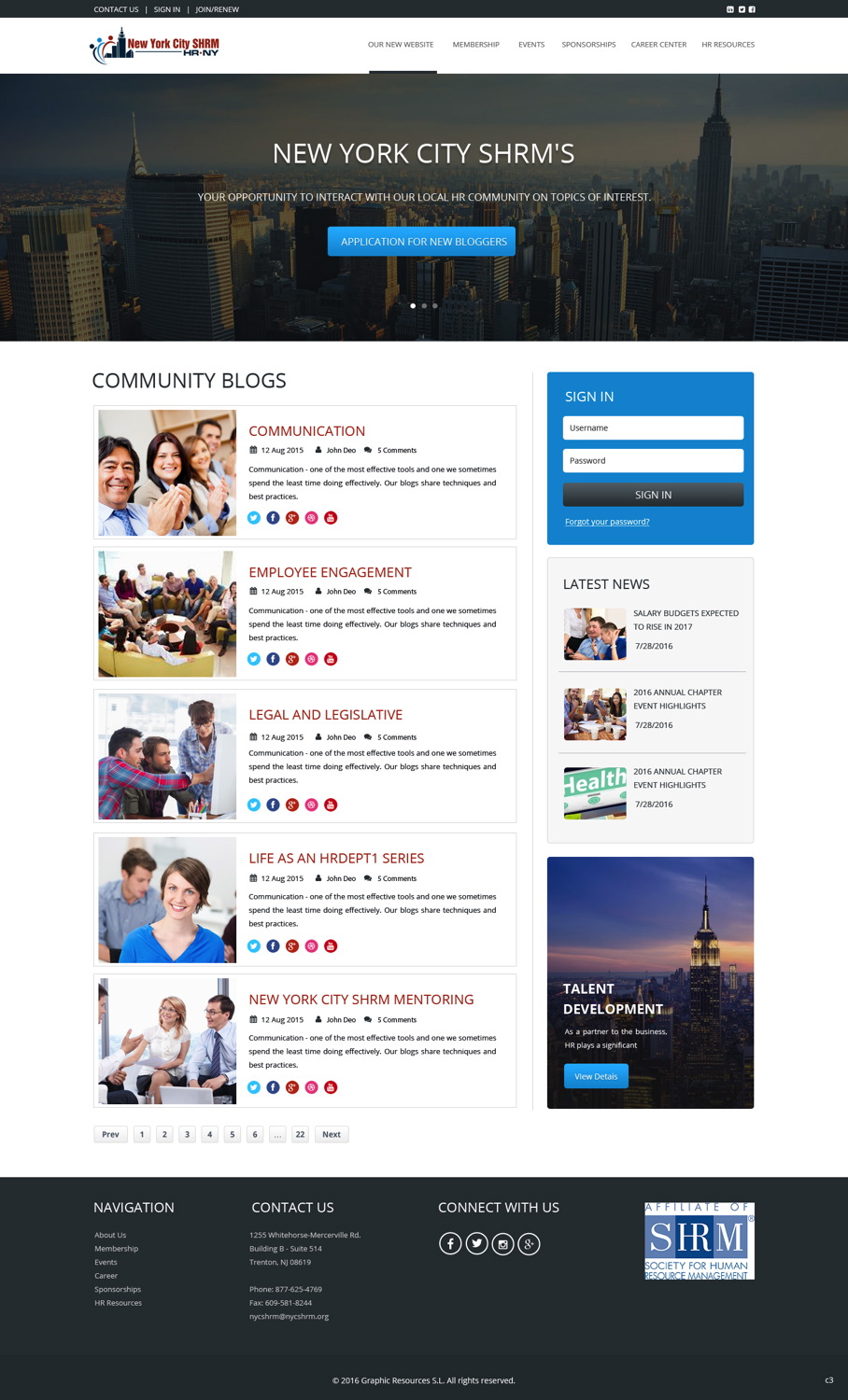 Wordpress Design by pb for NYC SHRM | Design #11707077