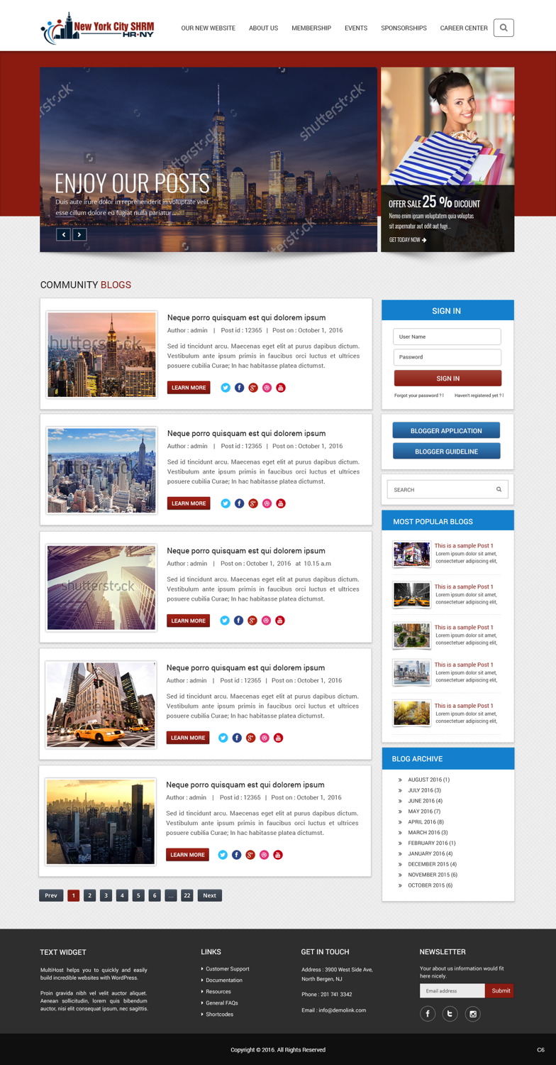 Wordpress Design by pb for NYC SHRM | Design #11803095