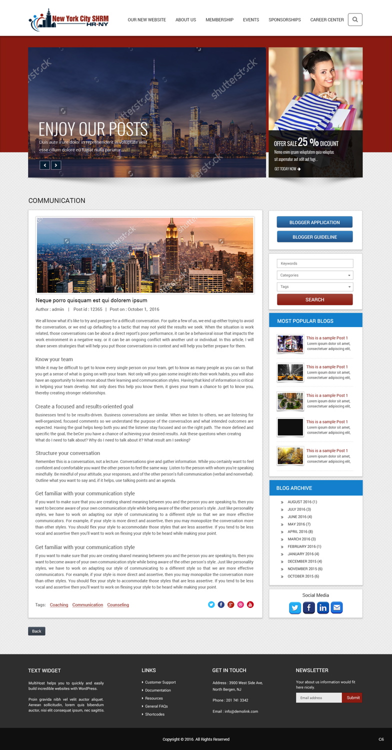 Wordpress Design by pb for NYC SHRM | Design #11891070