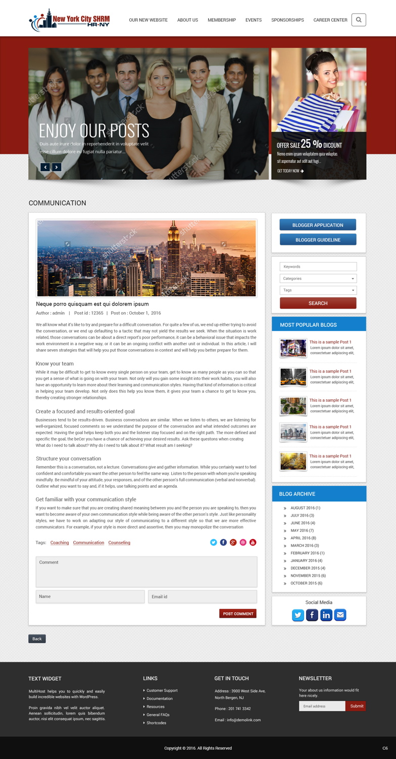 Design Wordpress par pb pour NYC SHRM | Design #11918709