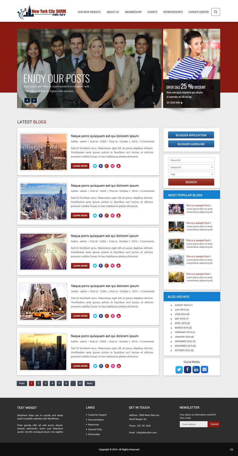 Wordpress Design by pb for NYC SHRM | Design #11918710