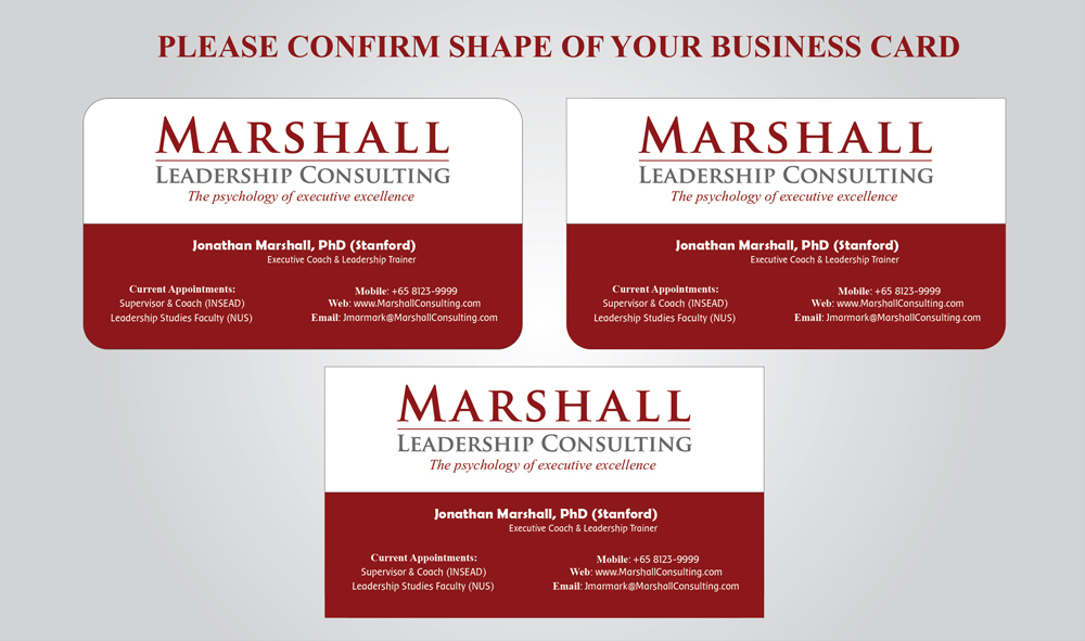 Business Card Design by Lucky Striker for Marshall Consulting Pte. Ltd. | Design #2334609