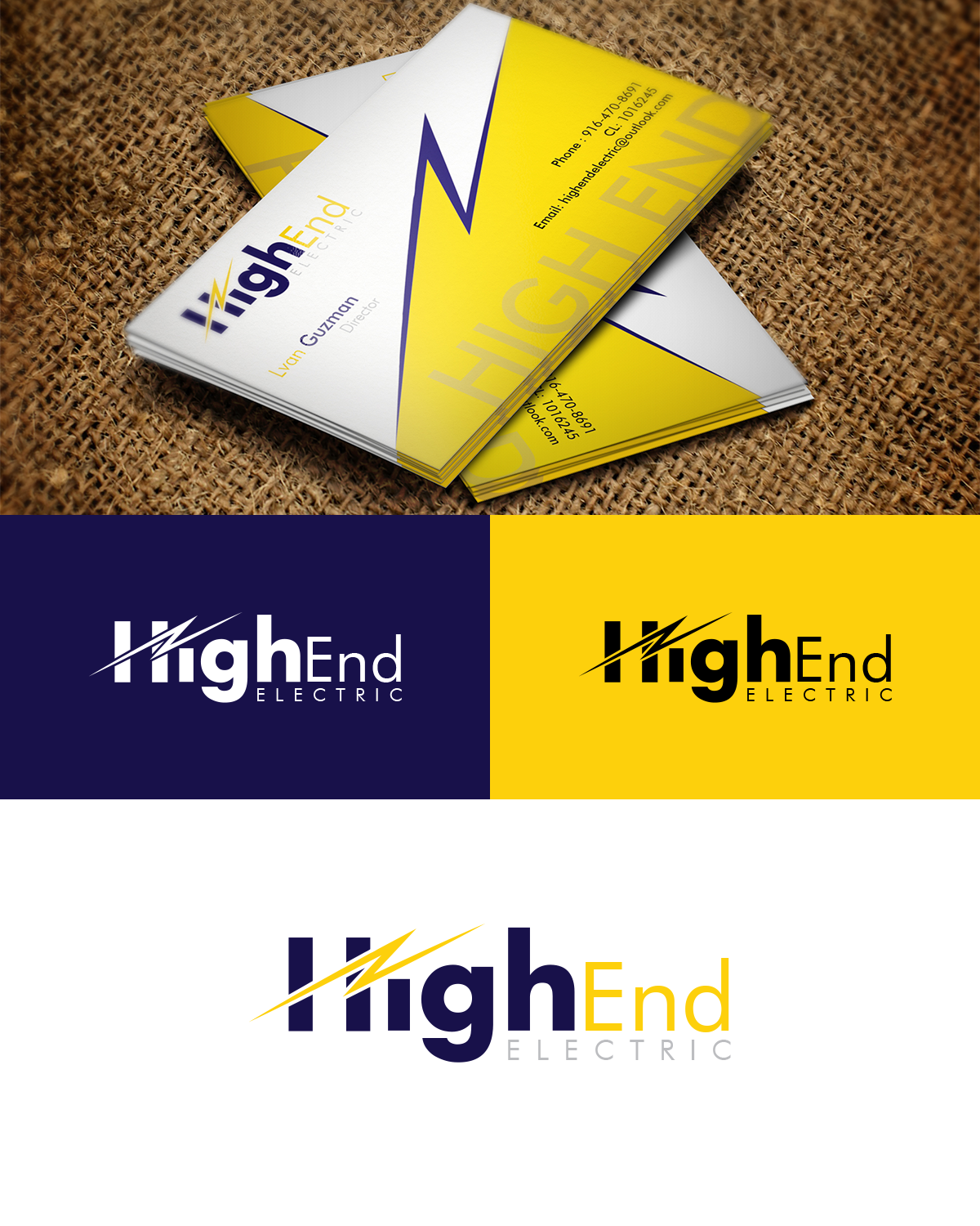 Business Card Design by Hsi Graphics for High End Electric | Design #11551998