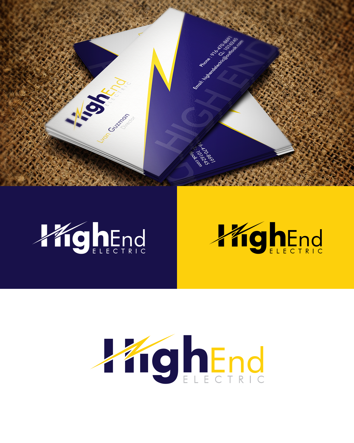 Business Card Design by Hsi Graphics for High End Electric | Design #11560881