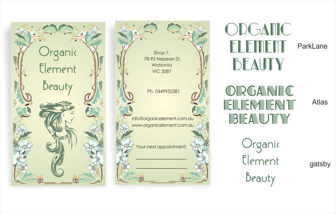 Design de Carte de Visite par IneseRo pour Organic Element Beauty | Design #2338372