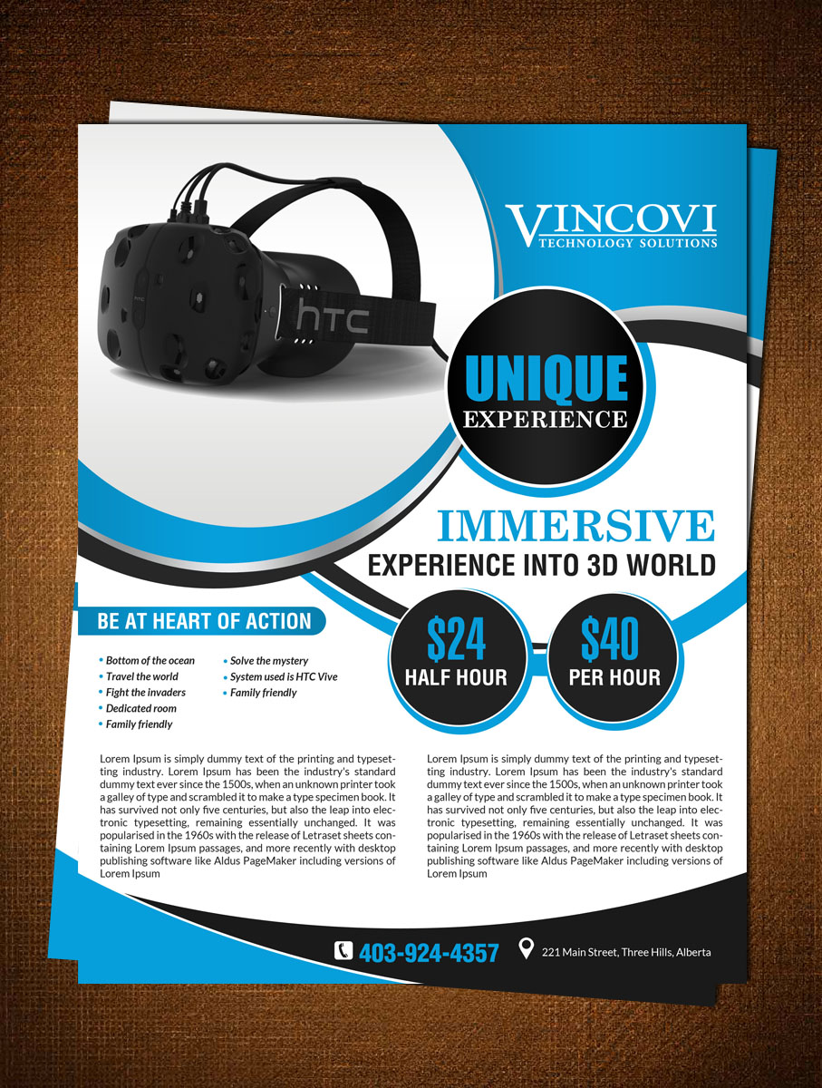 Diseño de Flyer por creative.bugs para VINCOVI Technology Solutions Inc | Diseño #11584854