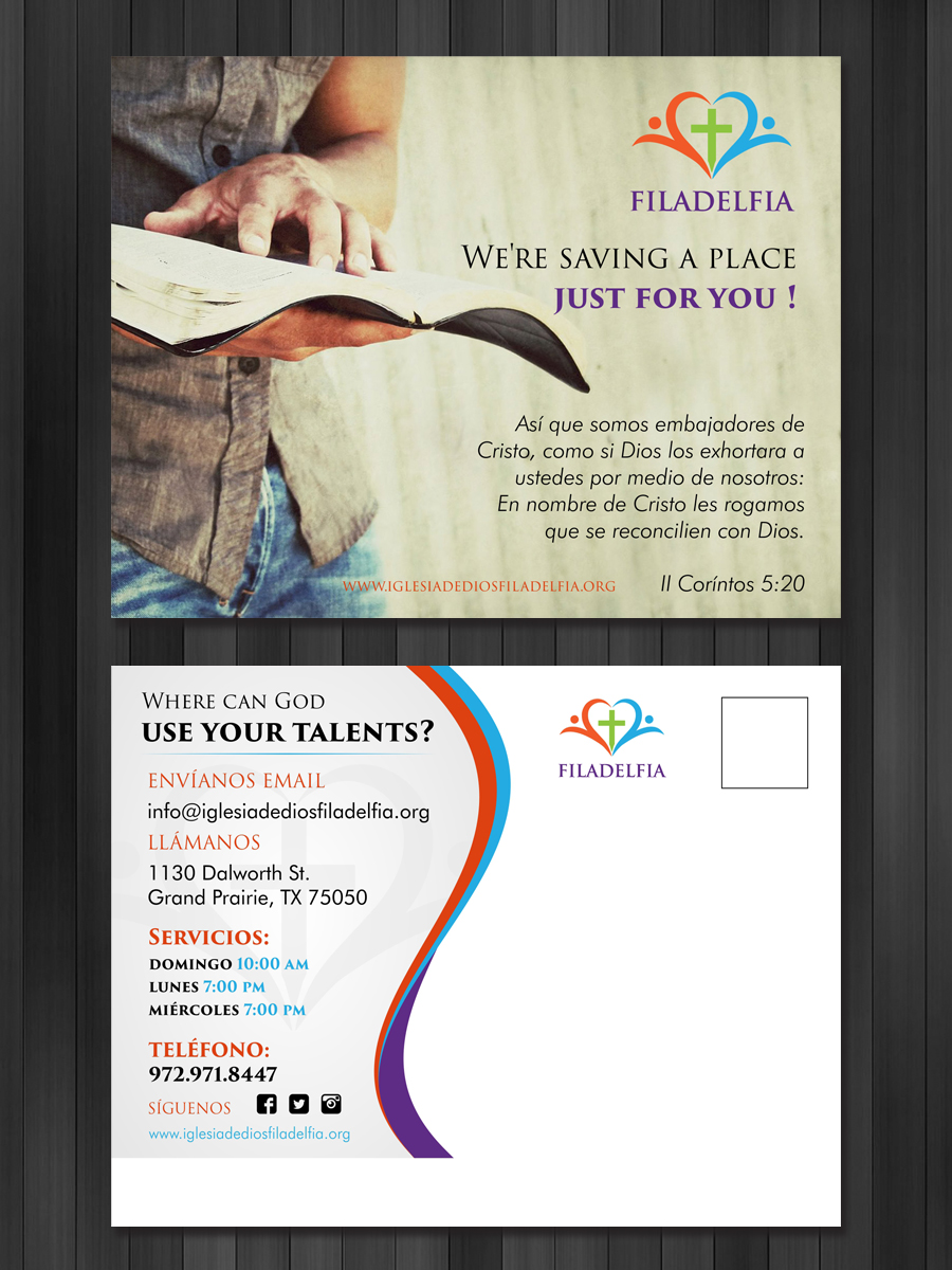 Design de Carte Postale par OwnDesign pour Iglesia de Dios Filadelfia | Design #11575912