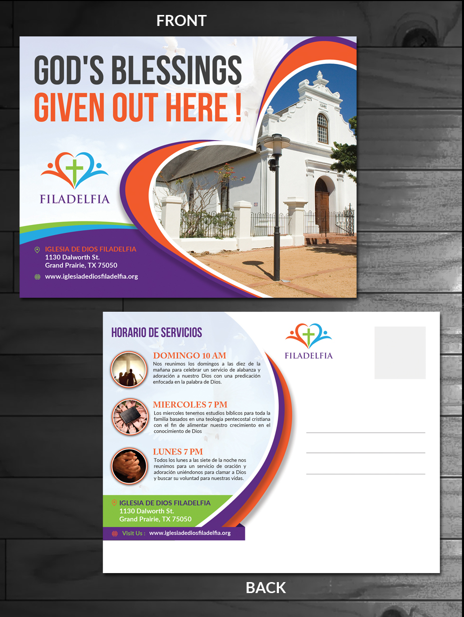 Design de Carte Postale par innovative earth pour Iglesia de Dios Filadelfia | Design #11606784