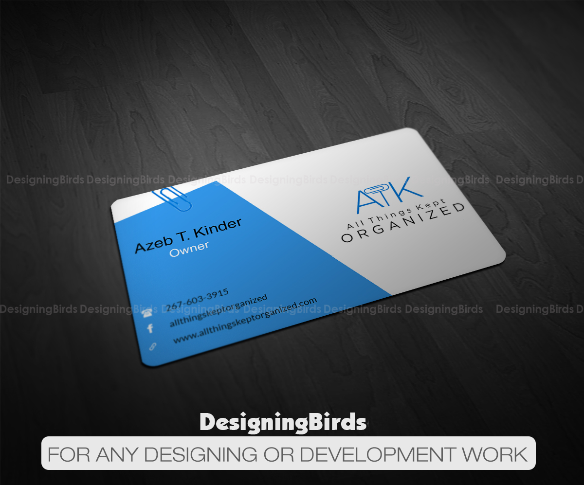 Business Card Design by Designing Birds for All Things Kept Organized | Design #11577550