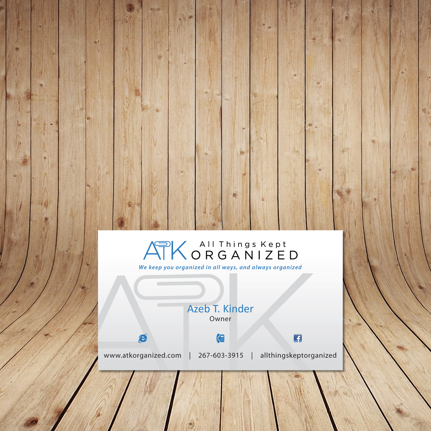 Diseño de Tarjeta de Presentación por tanmoy.pramanik para All Things Kept Organized | Diseño #11610275