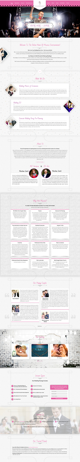 WEDDING ENTERTAINMENT COMPANY NEEDS ONE PAGE PSD web design + business card design | Web-Design von Sbss