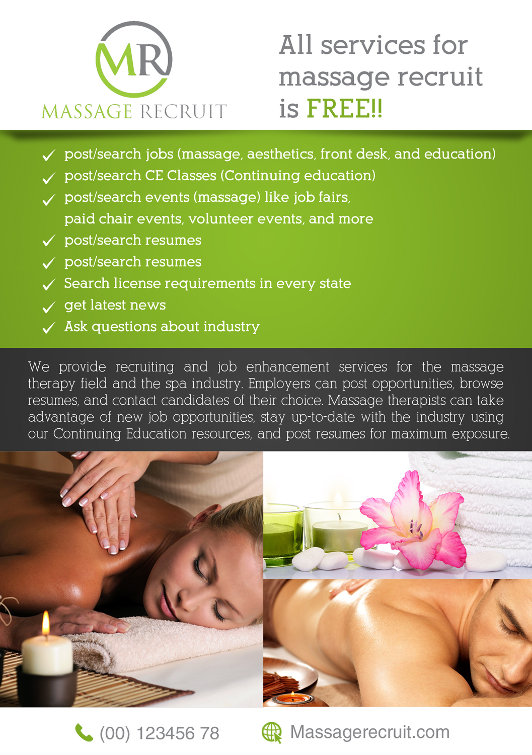 Flyer Design by Gfx.26™ for Massage Recruit | Design #11644816