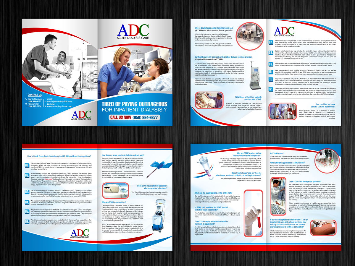 Brochure Design by debdesign for Acute Dialysis Care | Design #11640677