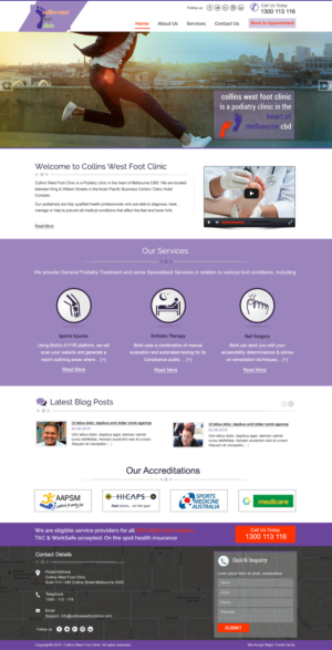 Web Design par harmi_199 pour Collins West Foot Clinic | Design : #11654803