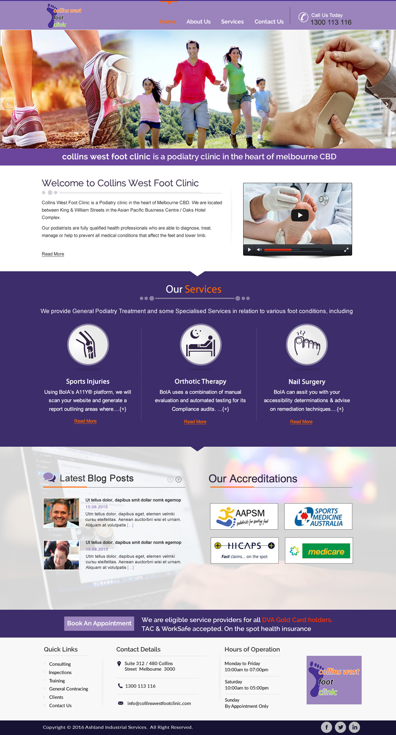 Web-Design von harmi_199 für Collins West Foot Clinic | Design #11654806