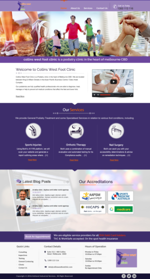 Web Design par harmi_199 pour Collins West Foot Clinic | Design : #11654806