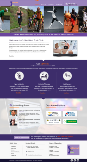 Web Design par harmi_199 pour Collins West Foot Clinic | Design : #11654815
