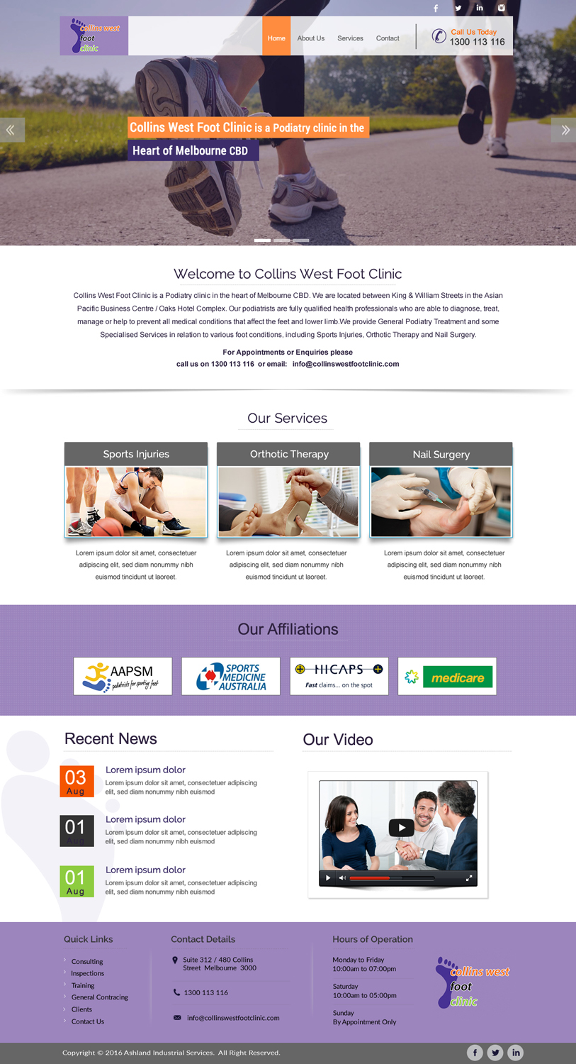 Web-Design von harmi_199 für Collins West Foot Clinic | Design #11663261