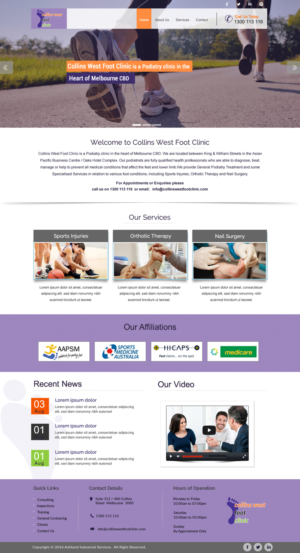 Web Design par harmi_199 pour Collins West Foot Clinic | Design : #11663261