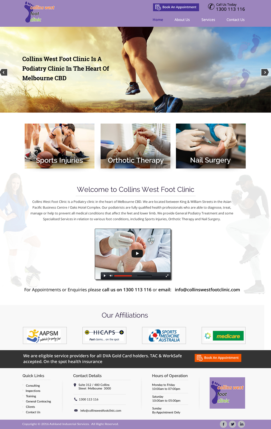 Web Design by HarmiDesigning for Collins West Foot Clinic | Design #11663262