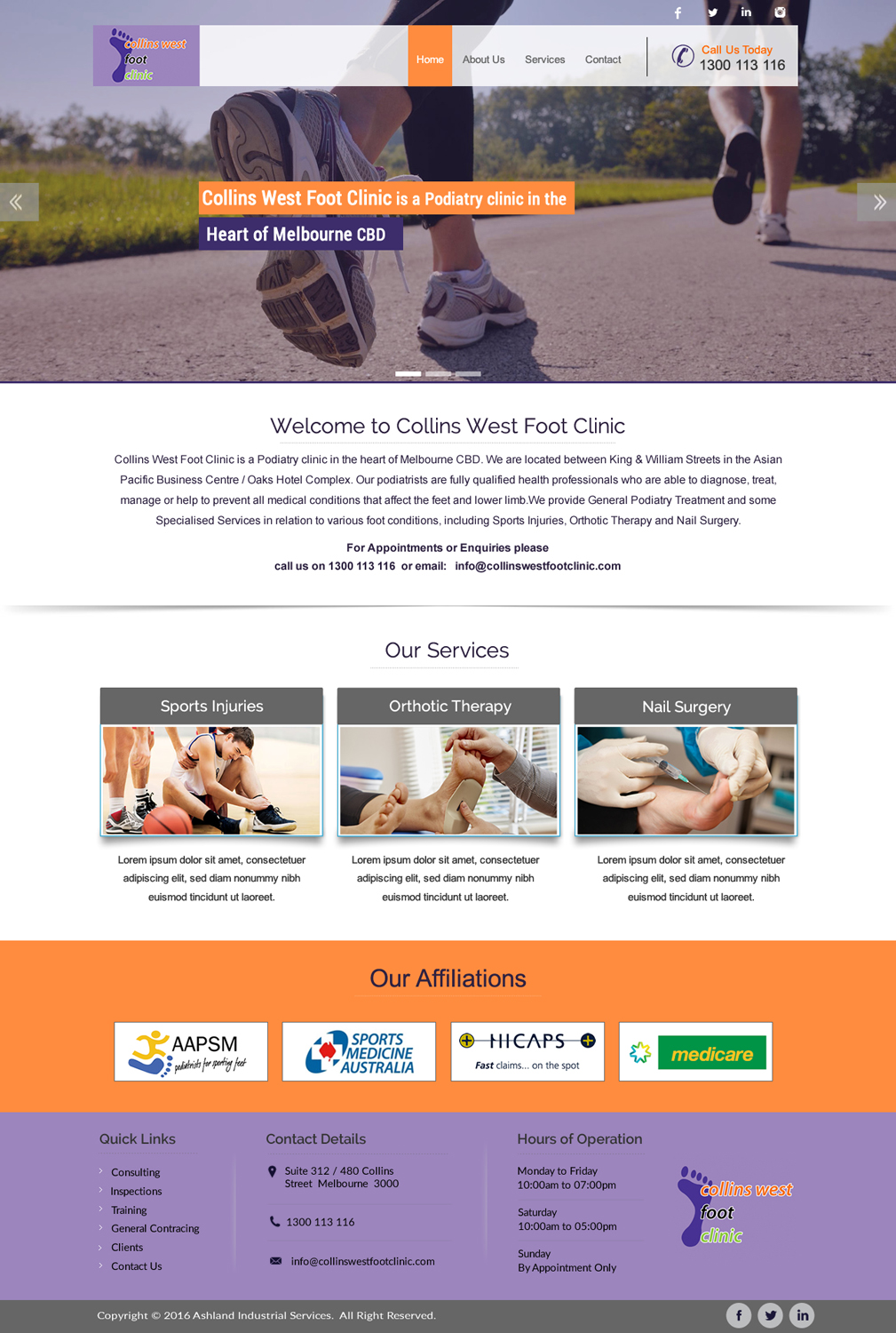 Web Design by HarmiDesigning for Collins West Foot Clinic | Design #11663264