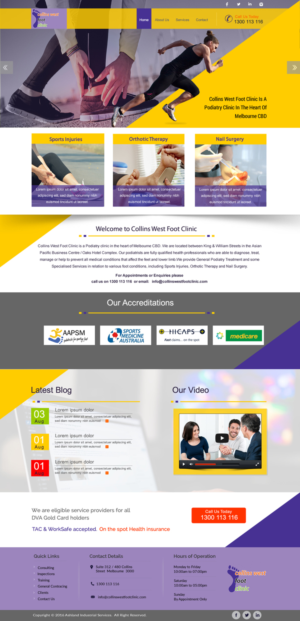 Web Design par harmi_199 pour Collins West Foot Clinic | Design : #11663265
