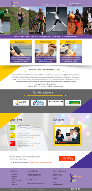 Web Design par harmi_199 pour Collins West Foot Clinic | Design : #11663275