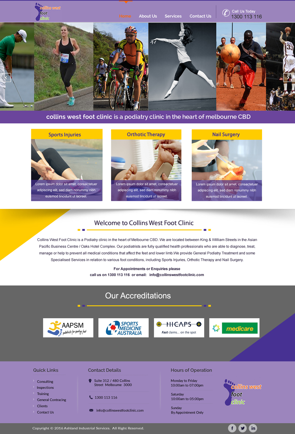 Web Design par HarmiDesigning pour Collins West Foot Clinic | Design #11663276